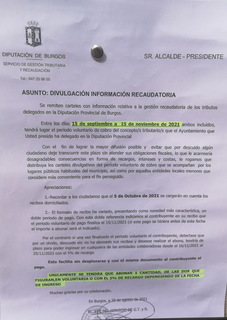 PAGO DE RECIBOS: EJERCICIO 2021 
